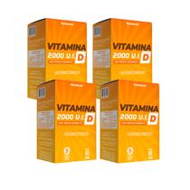 Kit 4 Potes Vitamina D 2.000UI Suplemento Alimentar Alto teor Natural 100% Puro Natunectar 240 Capsulas