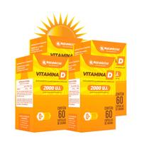 Kit 4 Potes Vitamina D 2.000UI Suplemento Alimentar Alto teor Natural 100% Puro Natunectar 240 Capsulas