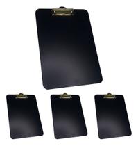 Kit 4 Prancheta Office Black Preta MDF Ofício A4 C/ Prendedor Metalizado Stalo Kit 4 Prancheta Office Black Preta MDF Ofício A4 C/ Prendedor Metalizado Stalo