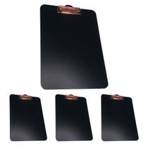 Kit 4 Prancheta Office Black Preta MDF Ofício A4 C/ Prendedor Metalizado Stalo Kit 4 Prancheta Office Black Preta MDF Ofício A4 C/ Prendedor Metalizado Stalo