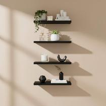 Kit 4 Prateleiras 30cm MDF Preto Nicho Sala Quarto Cozinha Banheiro Kit 4 Prateleiras 30cm MDF Preto Nicho Sala Quarto Cozinha Banheiro