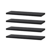 Kit 4 Prateleiras 40 x 10cm Preta Suporte Invisível