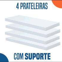 Kit 4 Prateleiras 50x10cm Porta Retratos Quadros Livros Resistente Suporte Invisível MDF - jhas mdf