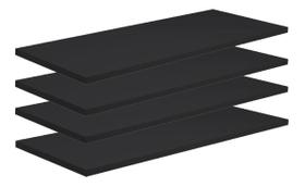 Kit 4 Prateleiras 60X20 Mdf Preto Acompanha Kit Instalação