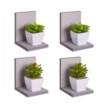 Kit 4 Prateleiras Buzios 15 X 12cm Cinza Claro Kit 4 Prateleiras Buzios 15 X 12cm Cinza Claro