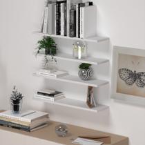 Kit 4 Prateleiras Com Suporte Invisível Reta Organizadora Decorativa Expositora