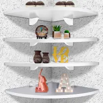 Kit 4 Prateleiras De Parede De Canto Organizadora Quarto Sala Cozinha 35 X 35 cm