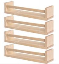 Kit 4 Prateleiras de Pinus Natural Organizadora 60x10cm 100% Madeira Com Suportes Invisíveis Kit 4 Prateleiras de Pinus Natural Organizadora 60x10cm 100% Madeira Com Suportes Invisíveis