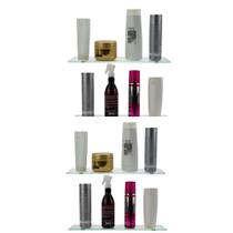 Kit 4 Prateleiras de Vidro Temperado 35x10 cm Sofisticação e Praticidade para Banheiro e Cozinha