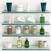 Kit 4 Prateleiras de Vidro Verde 40x10 cm Organização com Estilo e Elegância para Cozinha e Sala