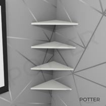Kit 4 Prateleiras Decorativas de canto com suporte invisível escritório, cozinha, quarto, sala MDF Branco a