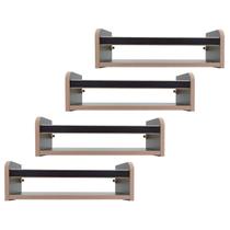 Kit 4 Prateleiras Estante Suspensa Parede Porta Livros Revistas Madeira MDF Preta 45cm Kit 4 Prateleiras Estante Suspensa Parede Porta Livros Revistas Madeira MDF Preta 45cm