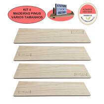 Kit 4 Prateleiras Madeira Pinus Vários Tamanhos Tábuas para Decoração