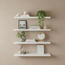 Kit 4 Prateleiras MDF Branco 50X15 Sala Quarto Banheiro Cozinha Kit 4 Prateleiras MDF Branco 50X15 Sala Quarto Banheiro Cozinha