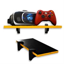 Kit 4 Prateleiras MDF Preto Para Quarto Gamer Geek Organizadora