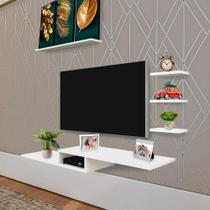 Kit 4 Prateleiras + Nicho Para Tv Rack Suspenso Sala Quarto Kit 4 Prateleiras + Nicho Para Tv Rack Suspenso Sala Quarto