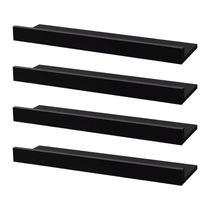 Kit 4 Prateleiras Porta Quadros 50 x 15cm Preta Suporte Invisível