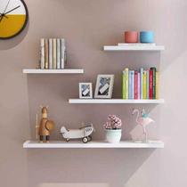 Kit 4 Prateleiras reta 20/30/40/50 nicho Mdf Branco Decoração Sala Quarto
