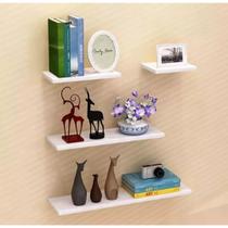 Kit 4 Prateleiras reta 20/30/40/50 nicho Mdf Branco Suporte decoração Kit 4 Prateleiras reta 20/30/40/50 nicho Mdf Branco Suporte decoração