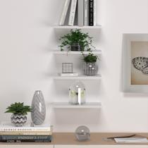 Kit 4 Prateleiras Retas Simples Decoração Organização MDF Suporte Invisível