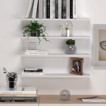 Kit 4 Prateleiras Suspensas Suporte Invisível MDF Decoração Nicho Kit 4 Prateleiras Suspensas Suporte Invisível MDF Decoração Nicho