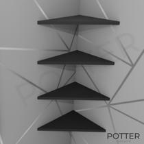 Kit 4 Prateleiras Triangulares Em MDF Cor Preta Para Decoração/Sala/Cozinha/Quarto/Escritório