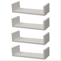 Kit 4 Prateleiras U Mdf 50x20 Branco Nicho Livros Revista