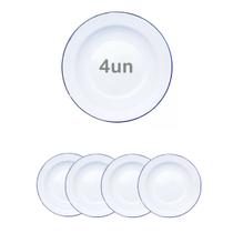 Kit 4 Prato Esmaltado branco 22cm alumínio roça cozinha Kit 4 Prato Esmaltado branco 22cm alumínio roça cozinha