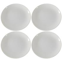 Kit 4 Prato Liso Raso Redondo Branco Premium de Melamina 25,5cm Leve Resistente - Bestfer