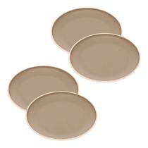 Kit 4 Pratos De Melamina Plástica Bege Chique Para Família Kit 4 Pratos De Melamina Plástica Bege Chique Para Família