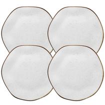 Kit 4 Pratos de Porcelana Raso Rustico Decorado Ryo Maresia 27,5cm Oxford