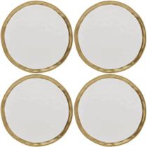 Kit 4 Pratos De Sobremesa Branco E Dourado Dubai - Wolff