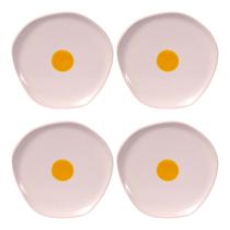 Kit 4 Pratos de Sobremesa Formato Ovo 21cm Cerâmica Silveira