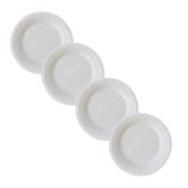 Kit 4 Pratos de Sobremesa Frisada Branco 1ª Linha Scalla