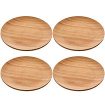 Kit 4 Pratos de Sobremesa Petisqueiras Bambu Verona Lyor 18cm Recipientes Pequenos Rasos