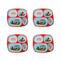 Kit 4 Pratos Divisória Infantil Disney Mickey Melamine 24cm Kit 4 Pratos Divisória Infantil Disney Mickey Melamine 24cm