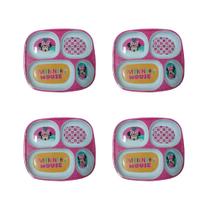 Kit 4 Pratos Divisória Infantil Disney Minnie Melamine 24cm Kit 4 Pratos Divisória Infantil Disney Minnie Melamine 24cm