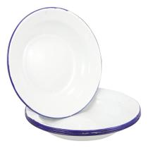 Kit 4 Pratos Esmaltados Brancos Alumínio 22cm Cozinha pratos de acampamento prato macarrão hotel sobremesa branco