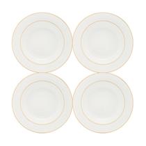 Kit 4 Pratos Fundos 21,5cm Monaco Porcelana Fio de Ouro Wolff Kit 4 Pratos Fundos 21,5cm Monaco Porcelana Fio de Ouro Wolff