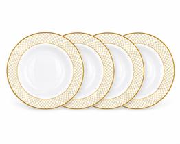 Kit 4 Pratos Fundos Porcelana Borda Dourada 22cm PCLN-285 Kit 4 Pratos Fundos Porcelana Borda Dourada 22cm PCLN-285
