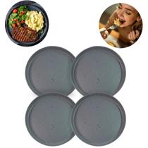 Kit 4 Pratos Mesa Orgânicos Cinza 27Cm Elegância Modernidade Kit 4 Pratos Mesa Orgânicos Cinza 27Cm Elegância Modernidade