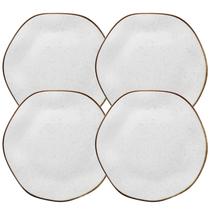 Kit 4 Pratos Porcelana Fundo Rustico Ryo Maresia Decorado 22,5cm P/ Sopa Caldo Oxford