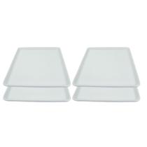 Kit 4 Pratos Quadrado 19cm Em Porcelana Branca