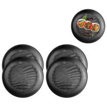 Kit 4 Pratos Raso Sushi Oriental Japones Em Melamina Preto Kit 4 Pratos Raso Sushi Oriental Japones Em Melamina Preto