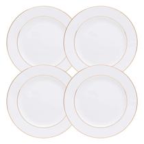 Kit 4 Pratos Rasos 27cm Monaco Porcelana Fio de Ouro Wolff Kit 4 Pratos Rasos 27cm Monaco Porcelana Fio de Ouro Wolff