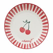 Kit 4 Pratos Rasos Estampa Cereja Cherry - 26cm Kit 4 Pratos Rasos Estampa Cereja Cherry - 26cm