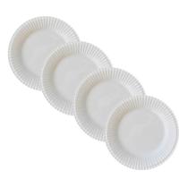 Kit 4 Pratos Rasos Frisada Branco 1ª Linha Scalla