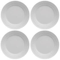 Kit 4 Pratos Rasos Porcelana Branca 26,5cm Germer Mesa Posta Restaurante