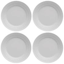 Kit 4 Pratos Rasos Porcelana Branca 26,5cm Germer Mesa Posta Restaurante