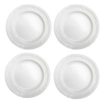 Kit 4 Pratos Rasos Redondo Branco Premium de Melamina 26,5cm Leve Resistente - Bestfer Kit 4 Pratos Rasos Redondo Branco Premium de Melamina 26,5cm Leve Resistente - Bestfer